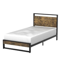 Load image into Gallery viewer, Twin Modern Farmhouse Platform Bed Frame with Wood Panel Headboard Footboard