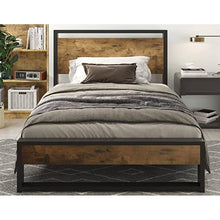 Load image into Gallery viewer, Twin Modern Farmhouse Platform Bed Frame with Wood Panel Headboard Footboard
