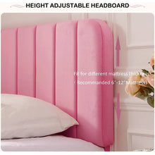 Load image into Gallery viewer, Twin size Pink Upholstered Platform Bed Frame with Headboard