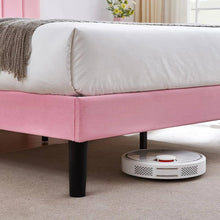 Load image into Gallery viewer, Twin size Pink Upholstered Platform Bed Frame with Headboard