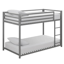 Load image into Gallery viewer, Twin over Twin size Modern Low Height Silver Grey Metal Bunk Bed