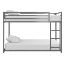 Load image into Gallery viewer, Twin over Twin size Modern Low Height Silver Grey Metal Bunk Bed