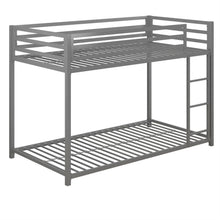 Load image into Gallery viewer, Twin over Twin size Modern Low Height Silver Grey Metal Bunk Bed