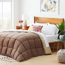 Load image into Gallery viewer, Twin All Seasons Beige/Brown Reversible Polyester Down Alternative Comforter