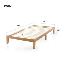 Load image into Gallery viewer, Twin size Solid Wood Platform Bed Frame in Natural Wooden Finish