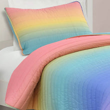 Load image into Gallery viewer, Twin/Twin XL 2 Piece Multi-Color Rainbow Quilt Set