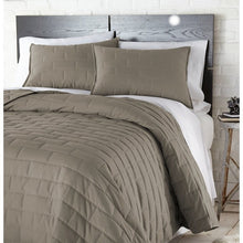 Load image into Gallery viewer, Twin/Twin XL Modern Brick Stitch Microfiber Reversible 2 Piece Comforter Set in Taupe