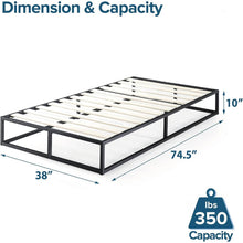 Load image into Gallery viewer, Twin size 10-inch Low Profile Modern Metal Wood Slat Platform Bed Frame