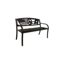 Load image into Gallery viewer, 2 Person Texas Star Patriotic USA Flag Outdoor Metal Garden Bench in Bronze