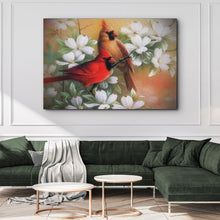 Load image into Gallery viewer, Cardinals on Dogwood Painting Canvas Wall Art