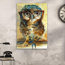 Load image into Gallery viewer, The Wise Owl Watercolor Portrait Canvas Wall Art