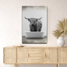 Load image into Gallery viewer, Highland Cattle Bath Canvas Wall Art IV