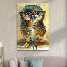 Load image into Gallery viewer, The Wise Owl Watercolor Portrait Canvas Wall Art