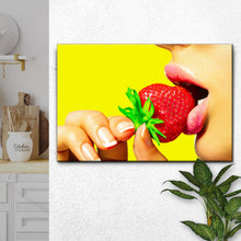 Load image into Gallery viewer, Fruits Strawberry Lips Canvas Wall Art
