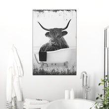 Load image into Gallery viewer, Highland Cattle Bath Canvas Wall Art II