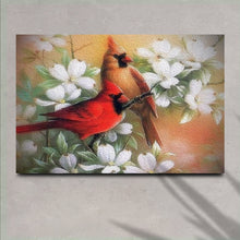 Load image into Gallery viewer, Cardinals on Dogwood Painting Canvas Wall Art