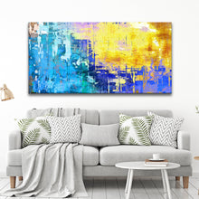 Load image into Gallery viewer, Blue Gold Abstract Painting Canvas Wall Art