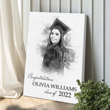 Load image into Gallery viewer, Graduation Photo Pencil Sketch Portrait Sign