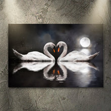 Load image into Gallery viewer, Moonlit Romantic Swan Canvas Wall Art