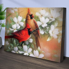 Load image into Gallery viewer, Cardinals on Dogwood Painting Canvas Wall Art