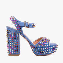Load image into Gallery viewer, The Tampico Blue Suede Leather Spike Platform Heel Women Sandal