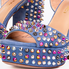 Load image into Gallery viewer, The Tampico Blue Suede Leather Spike Platform Heel Women Sandal