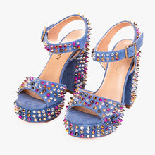Load image into Gallery viewer, The Tampico Blue Suede Leather Spike Platform Heel Women Sandal