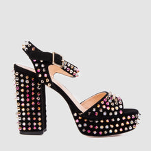 Load image into Gallery viewer, The Tampico Black Suede Leather Spike Platform Heel Women Sandal