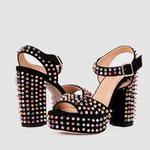 Load image into Gallery viewer, The Tampico Black Suede Leather Spike Platform Heel Women Sandal