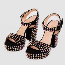 Load image into Gallery viewer, The Tampico Black Suede Leather Spike Platform Heel Women Sandal