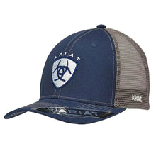 Load image into Gallery viewer, ARIAT White Embroidered Shield (Navy/Tan) - Trucker Cap