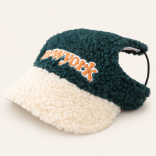 Load image into Gallery viewer, Sherpa Teddy Dog Visor Hat with Adjustable Back Strap – Boutique Winter Pet Sun Cap