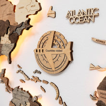 Load image into Gallery viewer, Travel Tracker 3D Wooden World Map – Gold
