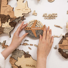 Load image into Gallery viewer, Travel Tracker 3D Wooden World Map – Smokey