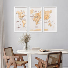 Load image into Gallery viewer, 3D Wooden Triptych World Map Gold
