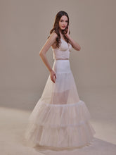 Load image into Gallery viewer, Trumpet Petticoat Skirt  with  Waist Corsage and 3 Hoops , Bridal Crinoline Slip
