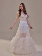 Load image into Gallery viewer, Trumpet Petticoat Skirt  with  Waist Corsage and 3 Hoops , Bridal Crinoline Slip
