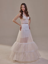 Load image into Gallery viewer, Trumpet Petticoat Skirt  with  Waist Corsage and 3 Hoops , Bridal Crinoline Slip