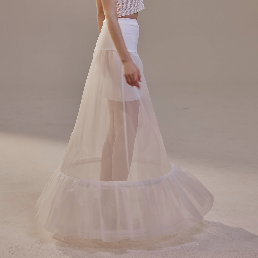 Trumpet Petticoat Skirt  with  Waist Corsage  , Bridal Crinoline Slip
