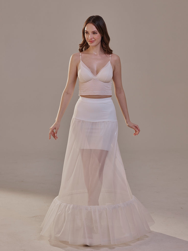 Trumpet Petticoat Skirt  with  Waist Corsage  , Bridal Crinoline Slip