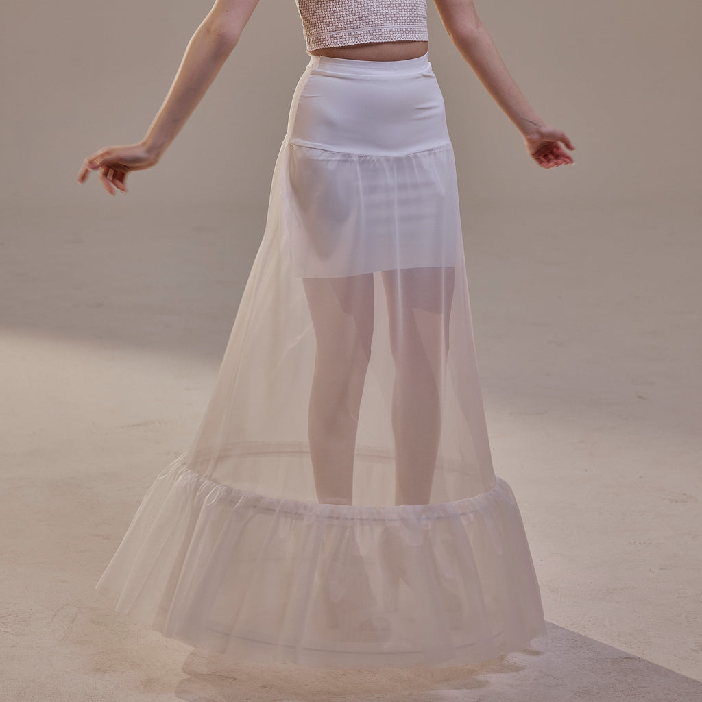 Trumpet Petticoat Skirt  with  Waist Corsage  , Bridal Crinoline Slip