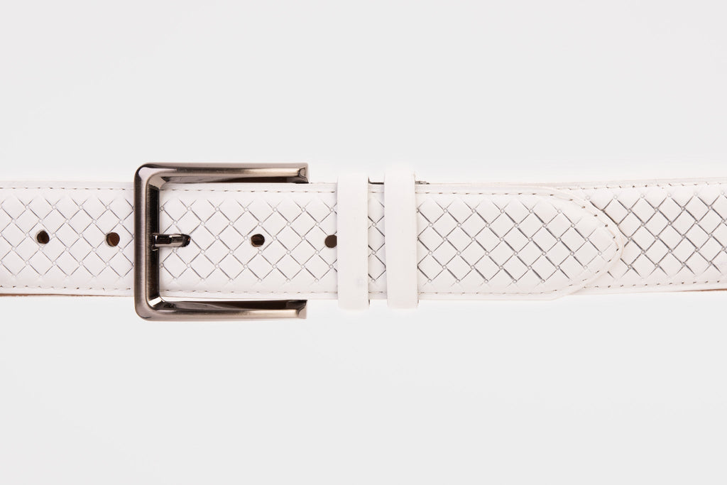 The Layla White Woven Leather Belt