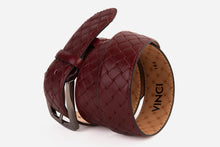 Load image into Gallery viewer, The Turan Burgundy Woven Leather Belt