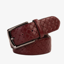 Load image into Gallery viewer, The Turan Burgundy Woven Leather Belt