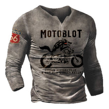 Load image into Gallery viewer, Motorcycle Rally Combat Skull Long Sleeved T Shirt Men's