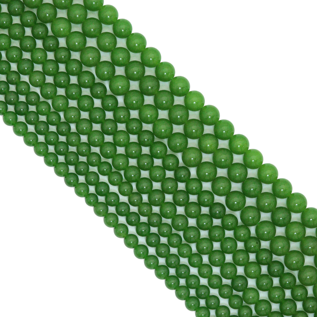 Green Jade Round Smooth Beads, Sku#U1199