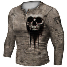 Load image into Gallery viewer, Motorcycle Rally Combat Skull Long Sleeved T Shirt Men's