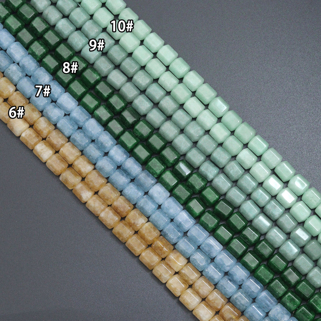 Natural Box-cut Cube 8x10mm jade Beads, 16inch full strands, sku#U2363