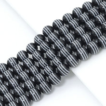 Load image into Gallery viewer, Natural Black onyx with White stripes Beads, 10mm/12mm/14mm,sku#U2365