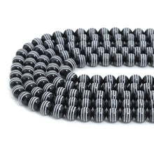 Load image into Gallery viewer, Natural Black onyx with White stripes Beads, 10mm/12mm/14mm,sku#U2365